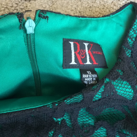 Short sleeve black & green lace dress Size 10 - Picture 8 of 8